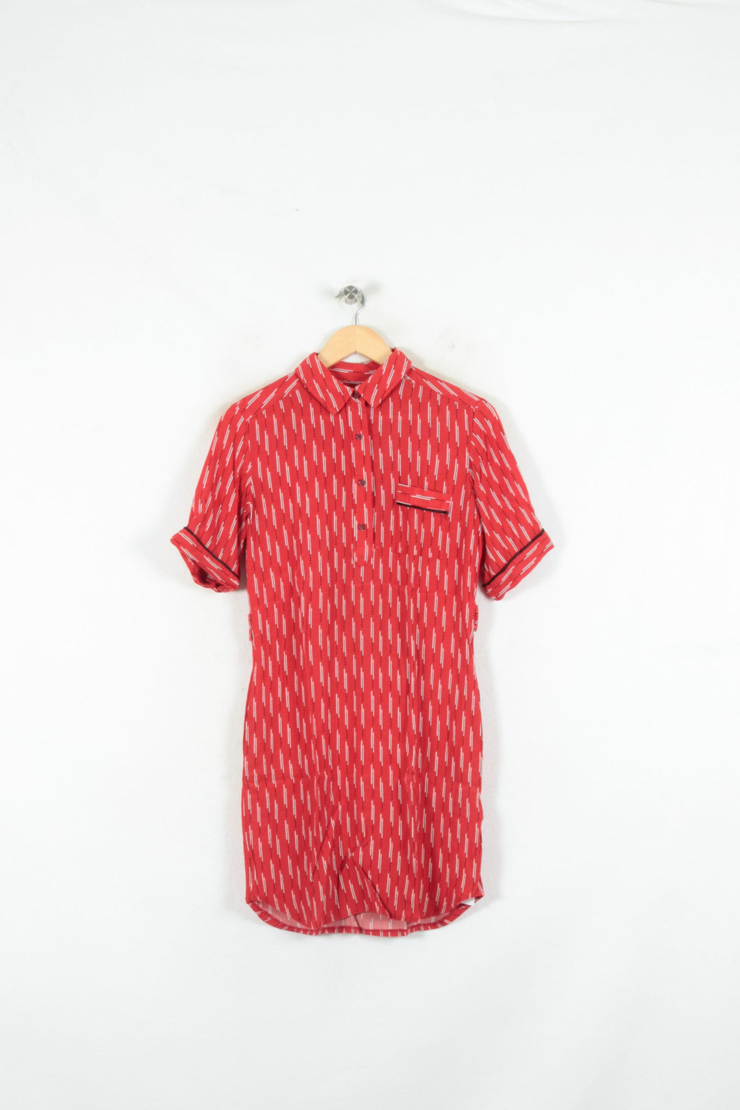 Robe Chemise Rouge et Blanche - Taille S/36 de la marque La Française | PARAD80582 - Vendu par Paradigme - Image 2