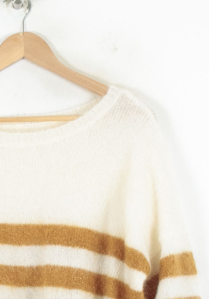 Pull Blanc et Marron - Taille M/38 de la marque Des petits hauts | PARAD80587 - Vendu par Paradigme - Image 3