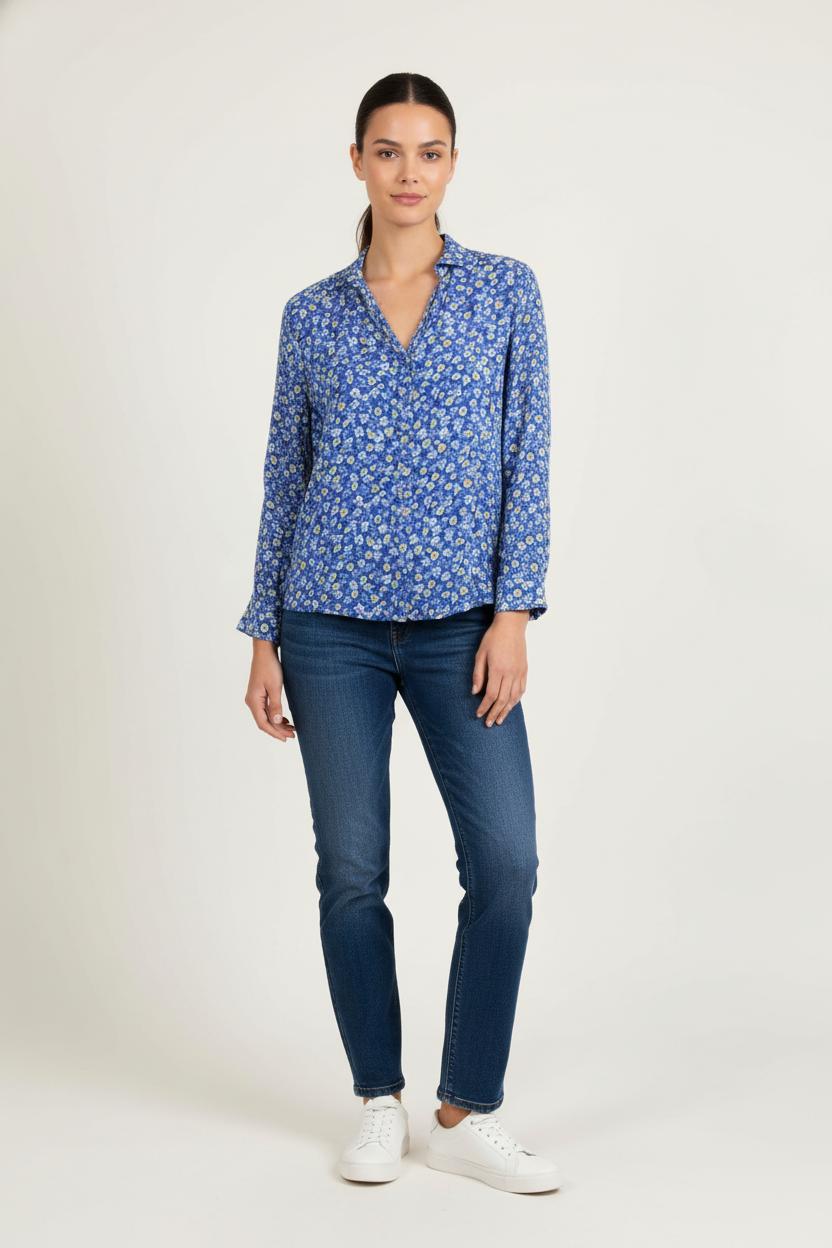 Blouse Bleue à Fleurs - Taille M/38 de la marque American Vintage | PARAD80611 - Vendu par Paradigme - Image 1