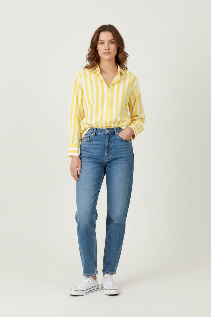 Chemise Jaune et Blanche - Taille S/36 de la marque Petite Mendigote | PARAD80640 - Vendu par Paradigme - Image 1