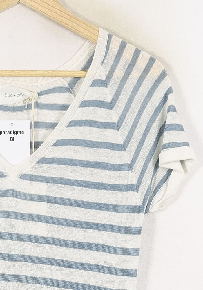 Robe Midi Rayée Bleue et Blanche - Taille S/36 de la marque Sud express | PARAD80666 - Vendu par Paradigme - Image 3
