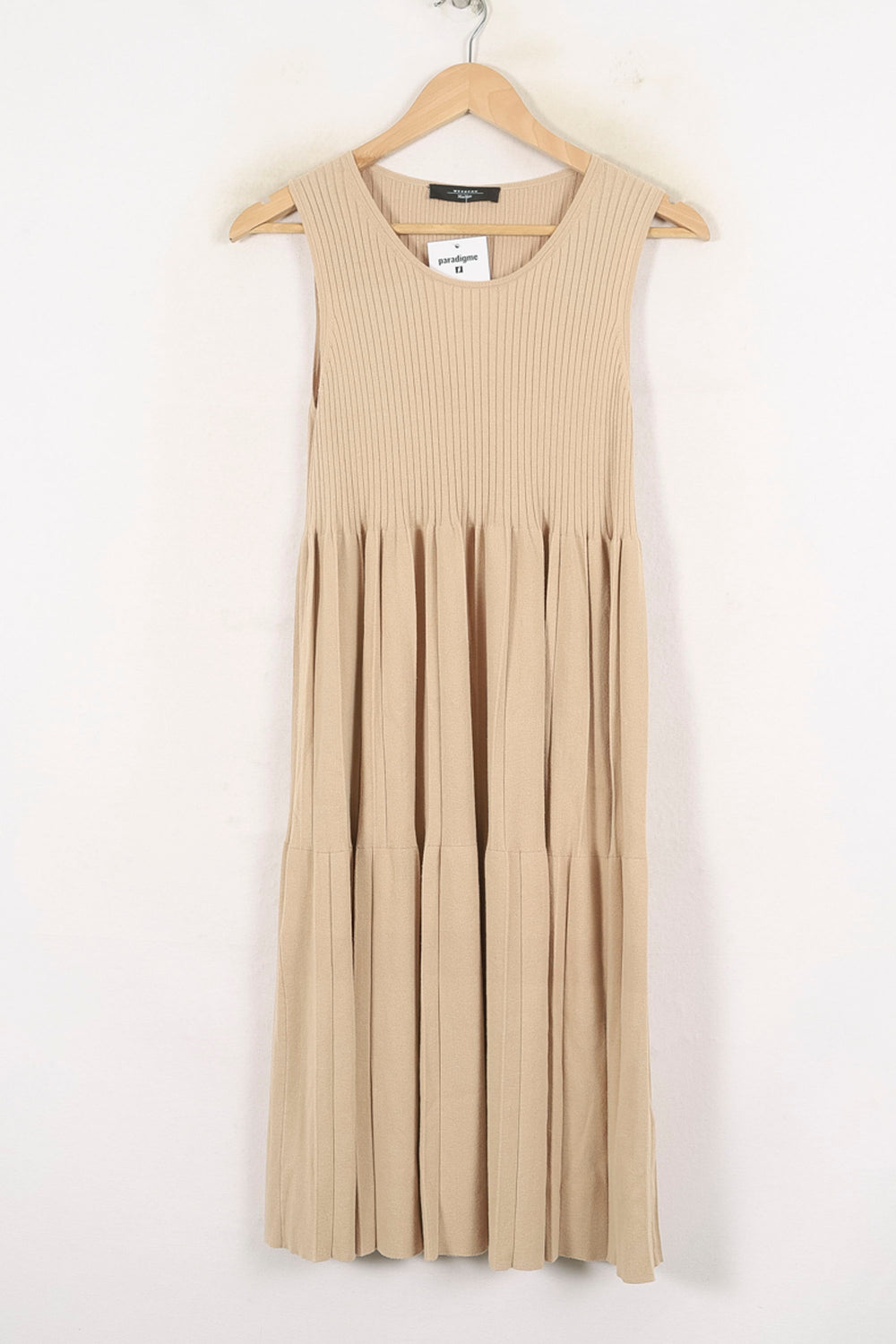 Robe Plissée Beige - Taille L/40 de la marque Max Mara | PARAD80699 - Vendu par Paradigme - Image 2