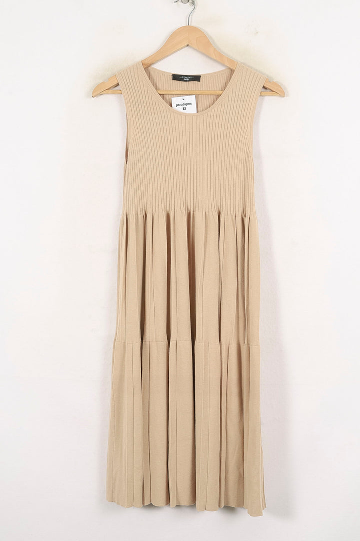 Robe Plissée Beige - Taille L/40 de la marque Max Mara | PARAD80699 - Vendu par Paradigme - Image 2