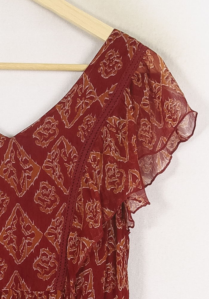 Robe Longue Bordeaux - Taille M/38 de la marque La Fée Maraboutée | PARAD80711 - Vendu par Paradigme - Image 3