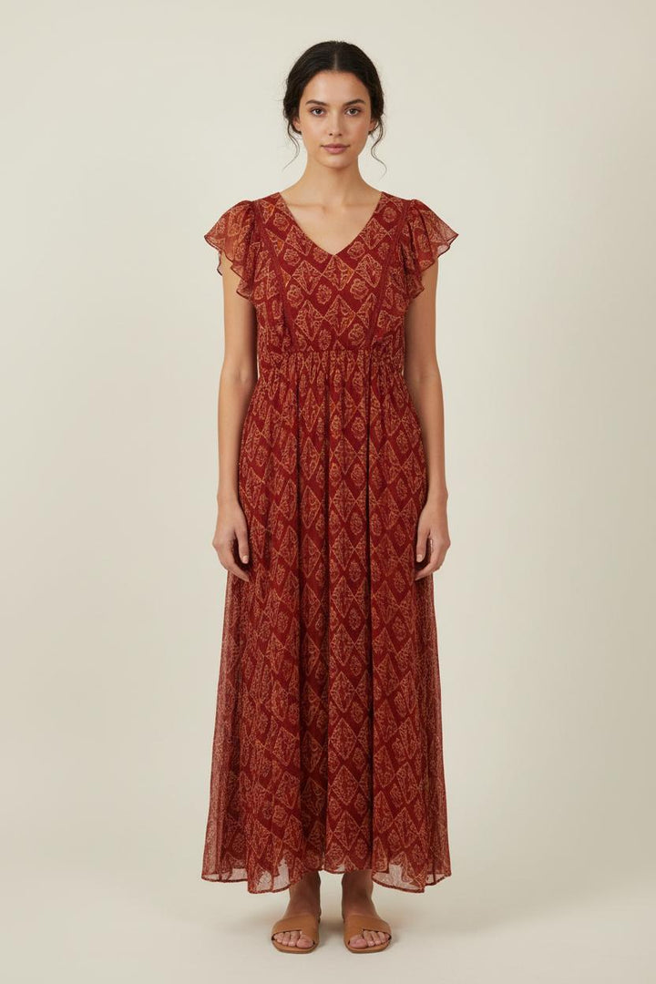 Robe Longue Bordeaux - Taille M/38 de la marque La Fée Maraboutée | PARAD80711 - Vendu par Paradigme - Image 1