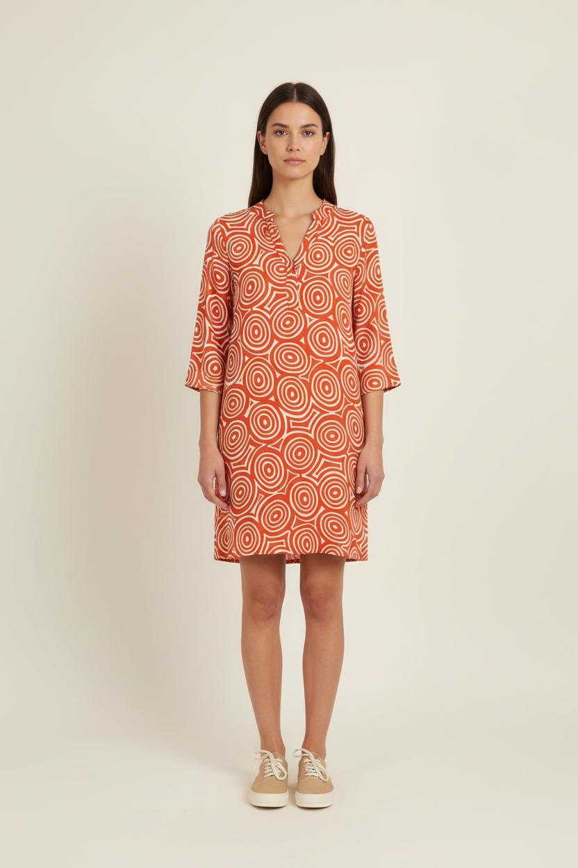 Robe Courte Orange et Blanche - Taille L/40 de la marque La Fée Maraboutée | PARAD80712 - Vendu par Paradigme - Image 1
