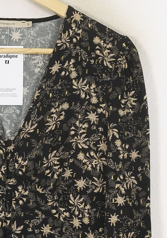 Robe Longue Noire et Beige - Taille L/40 de la marque La Fée Maraboutée | PARAD80715 - Vendu par Paradigme - Image 3
