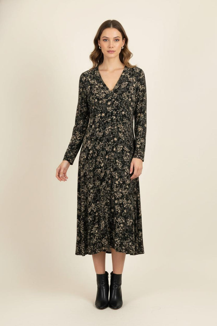 Robe Longue Noire et Beige - Taille L/40 de la marque La Fée Maraboutée | PARAD80715 - Vendu par Paradigme - Image 1
