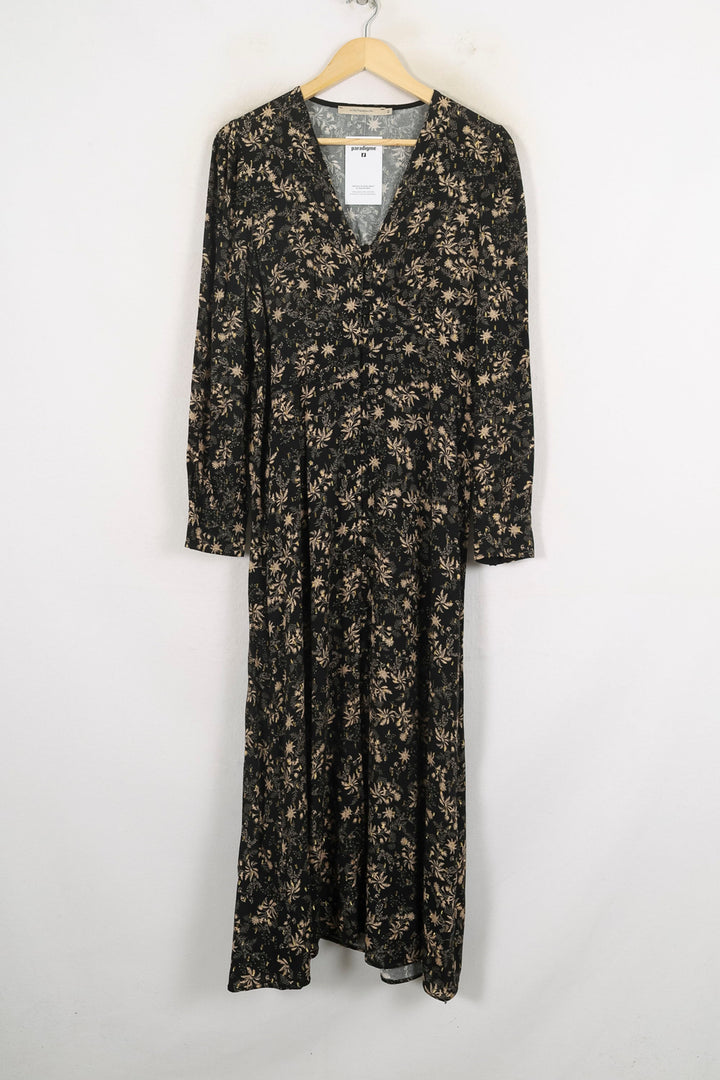 Robe Longue Noire et Beige - Taille L/40 de la marque La Fée Maraboutée | PARAD80715 - Vendu par Paradigme - Image 2