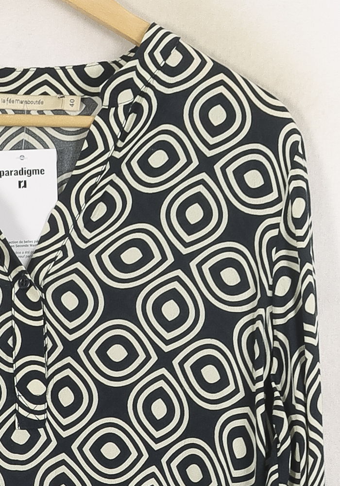 Robe Droite Bleue et Blanche - Taille L/40 de la marque La Fée Maraboutée | PARAD80719 - Vendu par Paradigme - Image 3