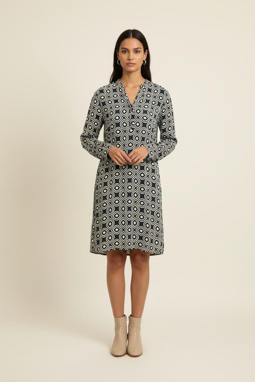 Robe Droite Bleue et Blanche - Taille L/40 de la marque La Fée Maraboutée | PARAD80719 - Vendu par Paradigme - Image 1