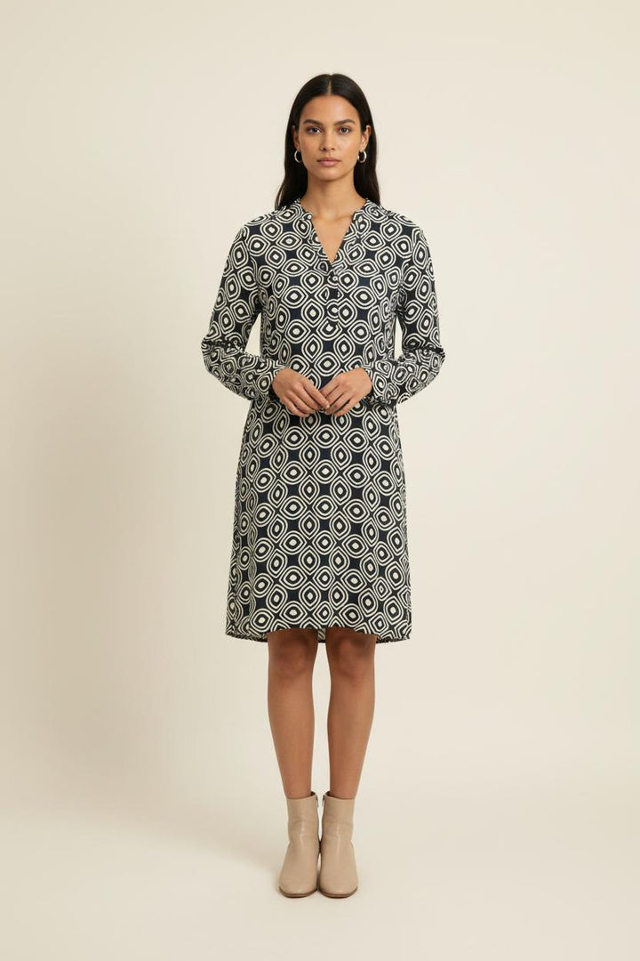 Robe Droite Bleue et Blanche - Taille L/40 de la marque La Fée Maraboutée | PARAD80719 - Vendu par Paradigme - Image 1