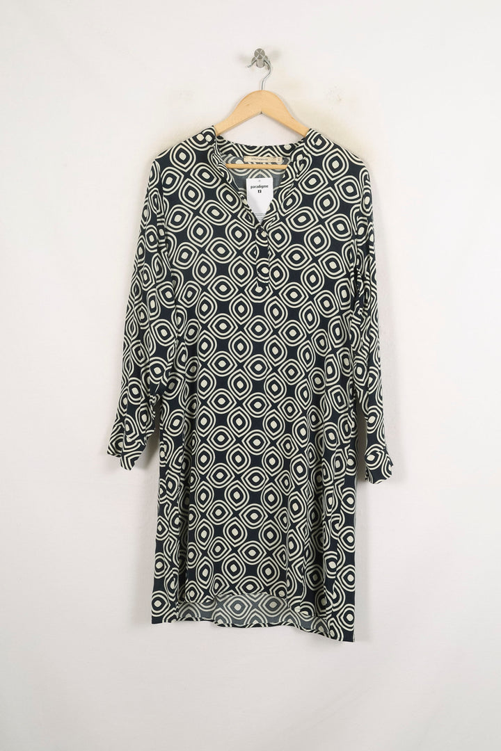 Robe Droite Bleue et Blanche - Taille L/40 de la marque La Fée Maraboutée | PARAD80719 - Vendu par Paradigme - Image 2