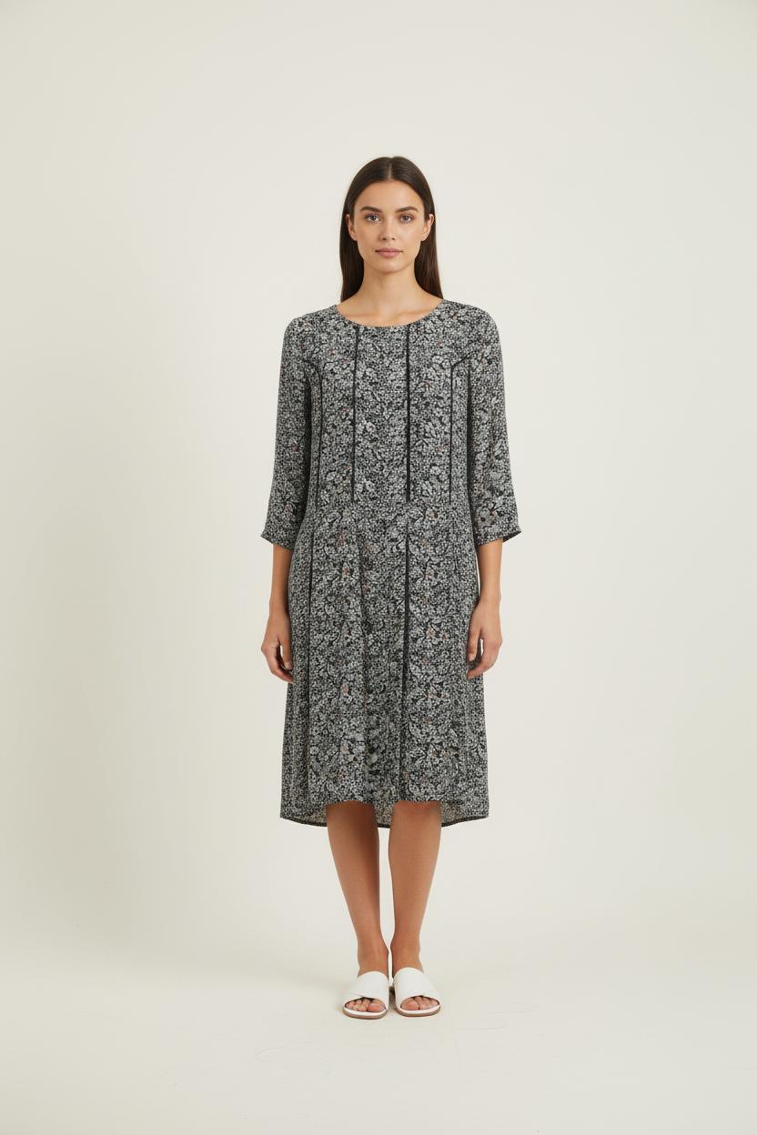 Robe Fleurie Noire - Taille L/40 de la marque I.Code | PARAD80725 - Vendu par Paradigme - Image 1