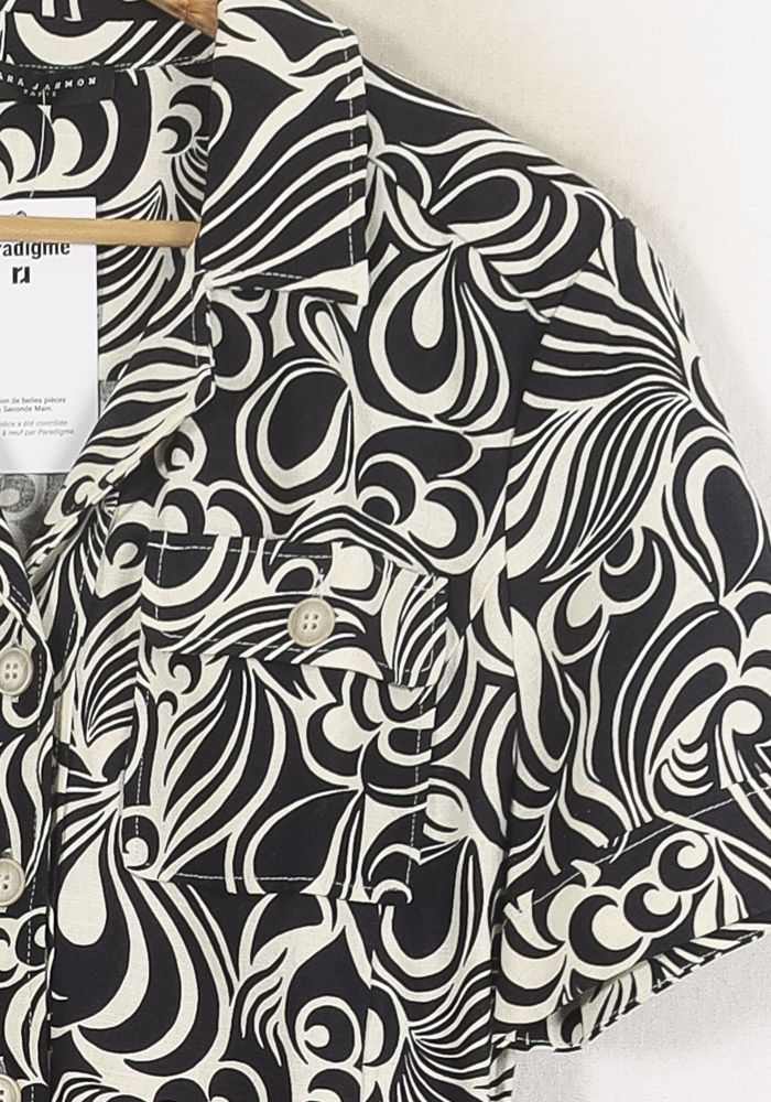 Robe Courte Noire et Blanche - Taille M/38 de la marque Tara Jarmon | PARAD80732 - Vendu par Paradigme - Image 3