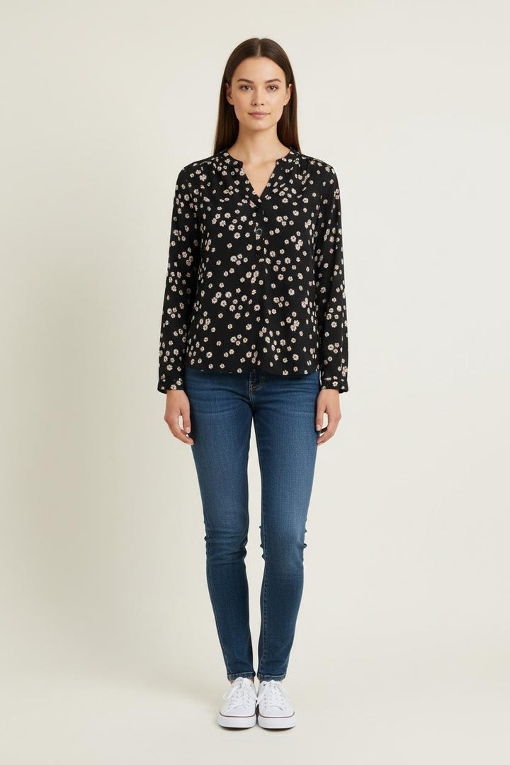 Blouse Noire à Fleurs Blanches - Taille M/38 de la marque ZAPA | PARAD80741 - Vendu par Paradigme - Image 1