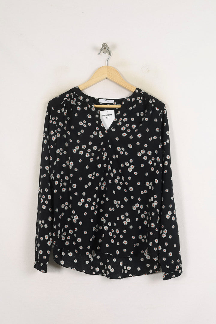 Blouse Noire à Fleurs Blanches - Taille M/38 de la marque ZAPA | PARAD80741 - Vendu par Paradigme - Image 2