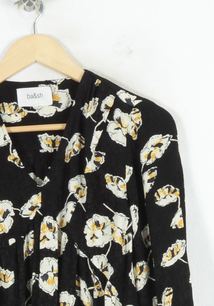 Robe Fleurie Noire et Blanche - Taille S/36 de la marque ba&sh | PARAD80798 - Vendu par Paradigme - Image 3