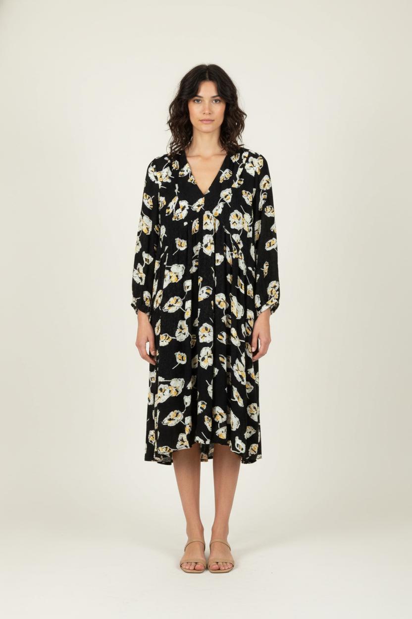 Robe Fleurie Noire et Blanche - Taille S/36 de la marque ba&sh | PARAD80798 - Vendu par Paradigme - Image 1