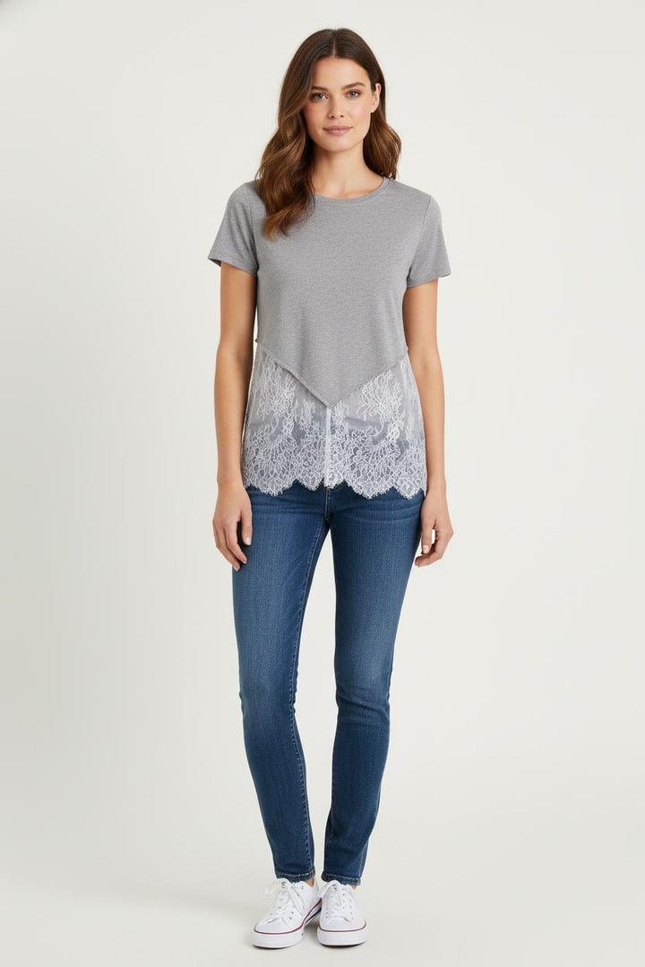 T-shirt Gris et Blanc - Taille S/36 de la marque Claudie Pierlot | PARAD80816 - Vendu par Paradigme - Image 1