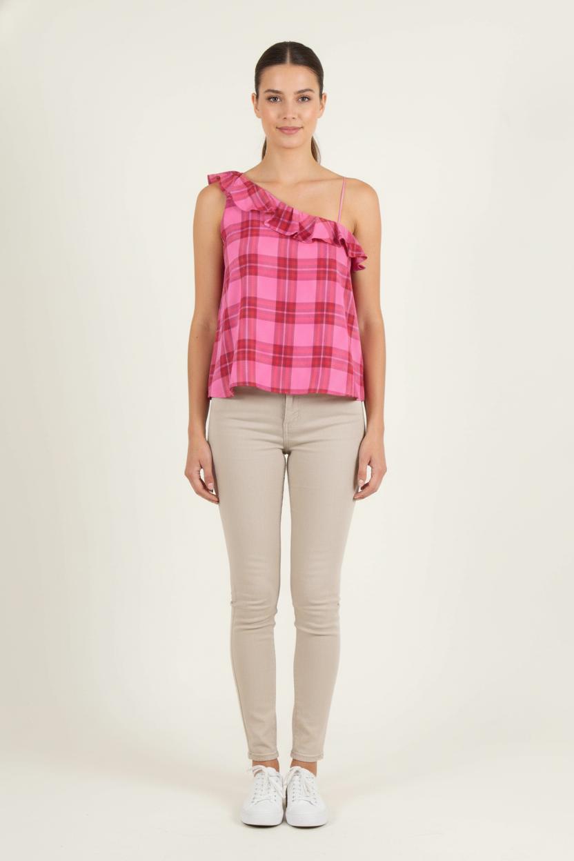 Top à Bretelle Rose et Rouge - Taille M/38 de la marque Tara Jarmon | PARAD80825 - Vendu par Paradigme - Image 1