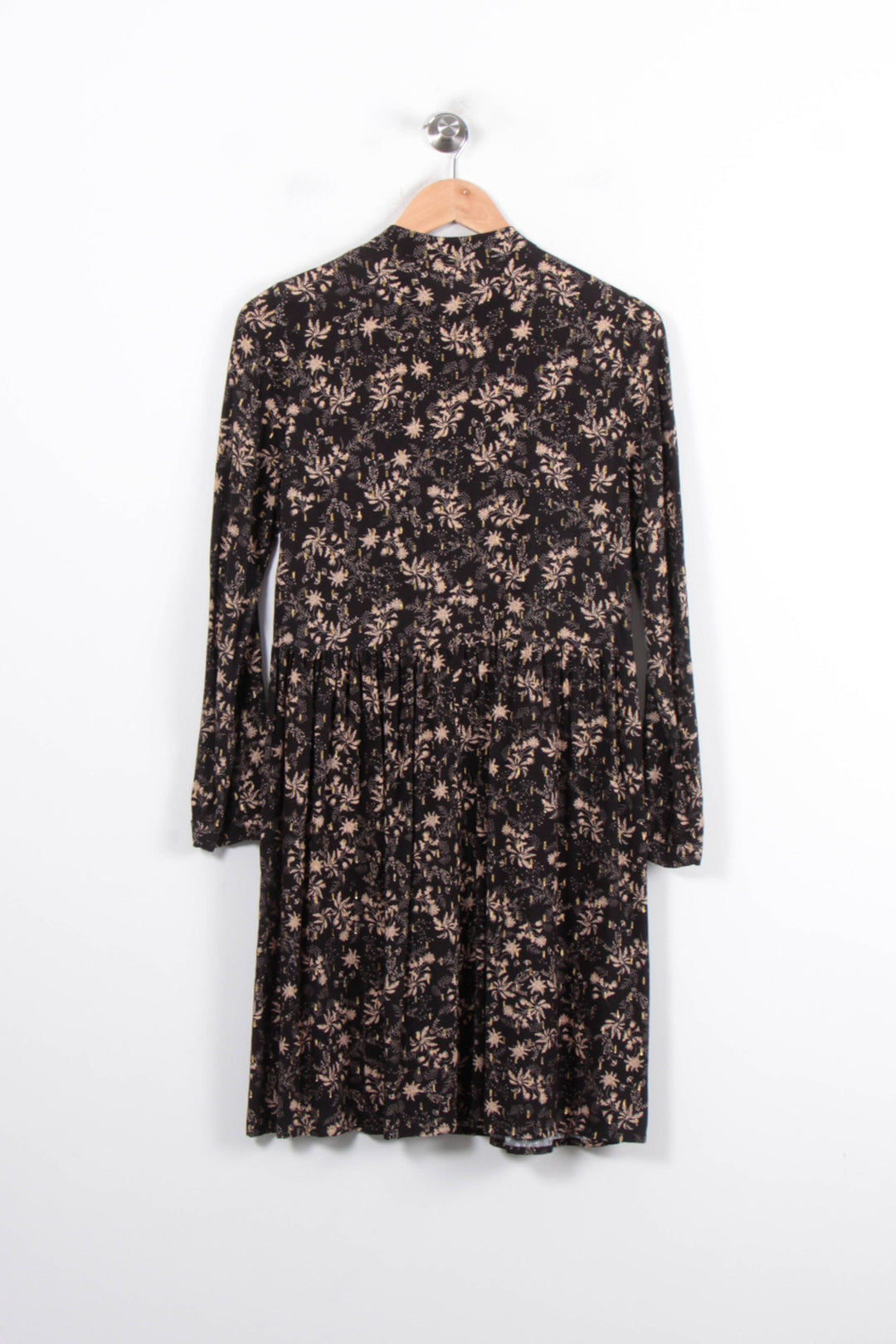 Robe Fleurie Noire et Beige - Taille M/38 de la marque La Fée Maraboutée | PARAD80837 - Vendu par Paradigme - Image 4