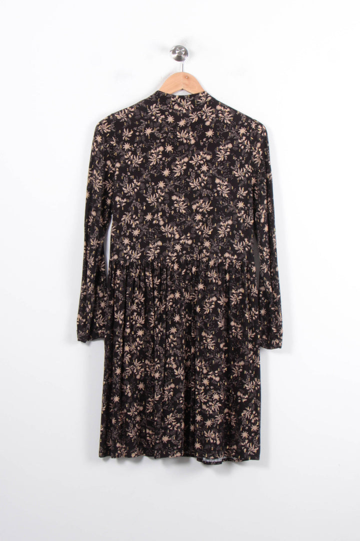 Robe Fleurie Noire et Beige - Taille M/38 de la marque La Fée Maraboutée | PARAD80837 - Vendu par Paradigme - Image 4