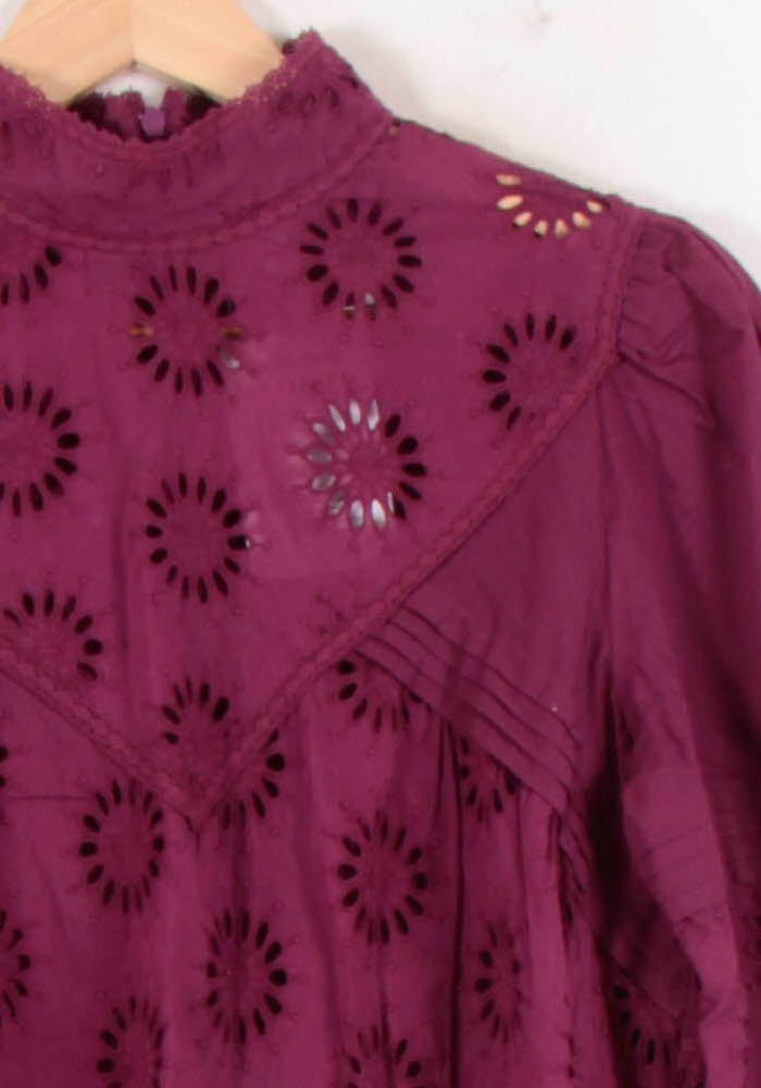 Blouse Brodée Bordeaux - Taille S/36 de la marque IKKS | PARAD80873 - Vendu par Paradigme - Image 3
