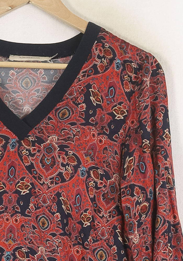 Robe Bordeaux et Noire - Taille M/38 de la marque La Fée Maraboutée | PARAD80923 - Vendu par Paradigme - Image 3