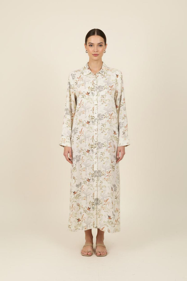 Robe Chemise Beige à Motifs - Taille M/38 de la marque La Fée Maraboutée | PARAD80951 - Vendu par Paradigme - Image 1