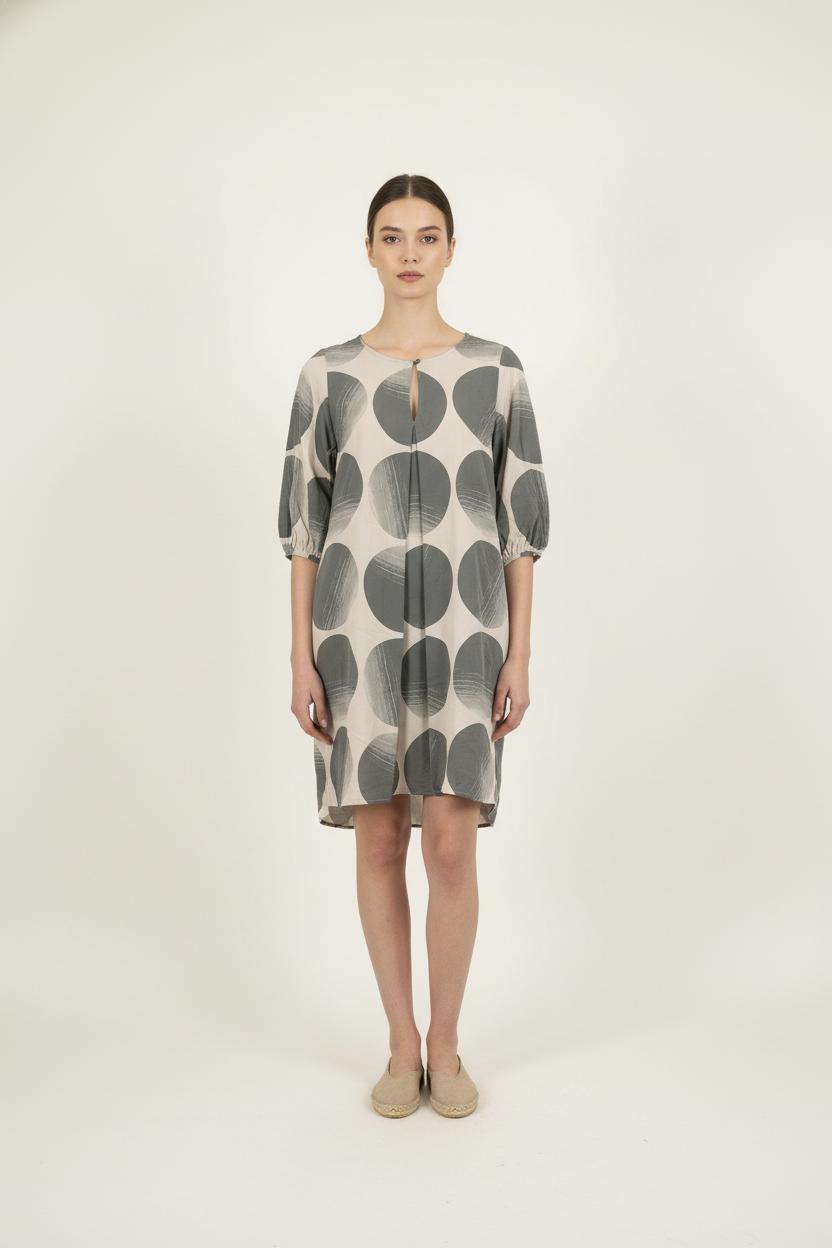 Robe Beige et Grise - Taille M/38 de la marque La Fée Maraboutée | PARAD80964 - Vendu par Paradigme - Image 1