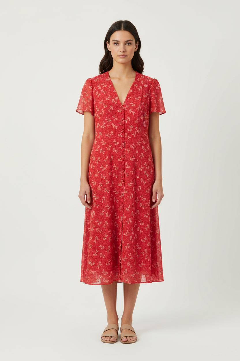 Robe Midi Rouge - Taille S/36 de la marque The Kooples | PARAD81012 - Vendu par Paradigme - Image 1