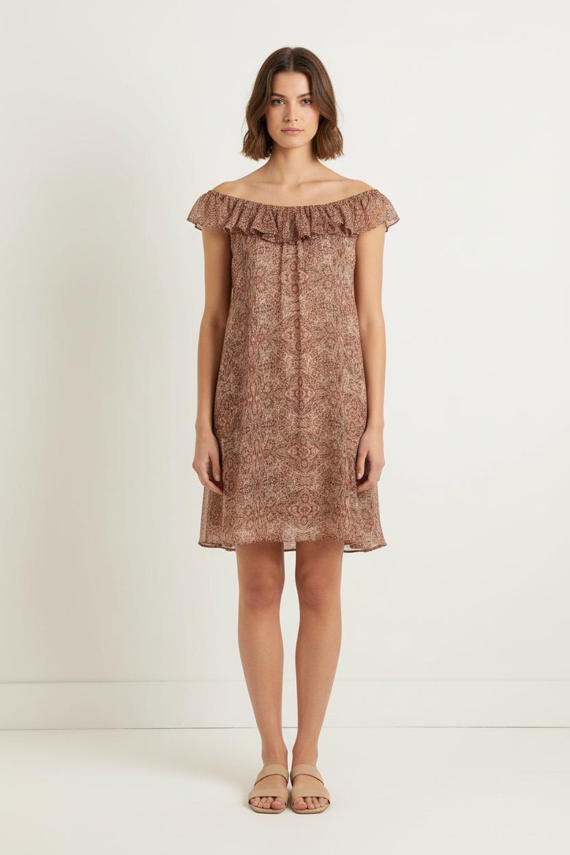 Robe Bardot Marron - Taille L/40 de la marque IKKS | PARAD81014 - Vendu par Paradigme - Image 1