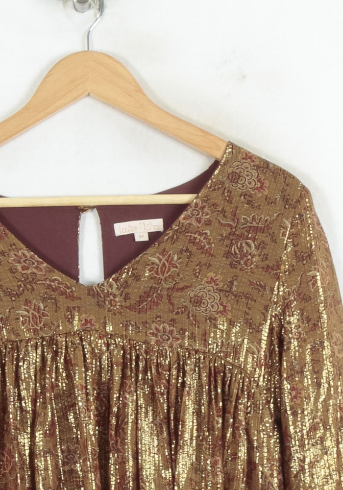 Robe Courte Dorée et Marron - Taille XS/34 de la marque Louise Misha | PARAD81040 - Vendu par Paradigme - Image 3
