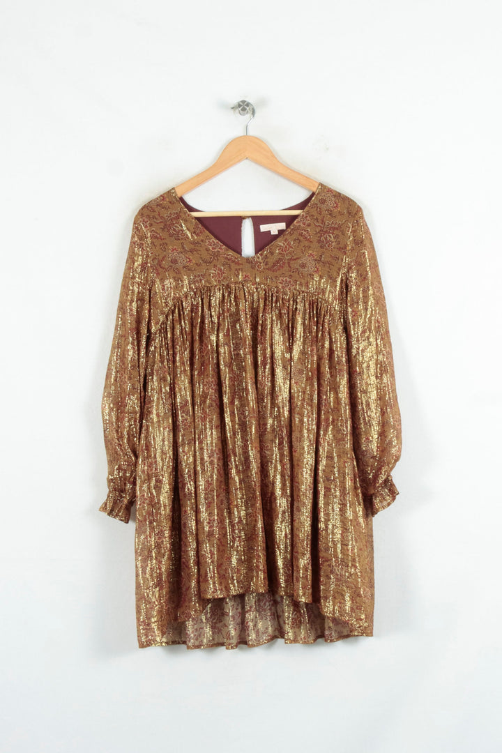 Robe Courte Dorée et Marron - Taille XS/34 de la marque Louise Misha | PARAD81040 - Vendu par Paradigme - Image 2
