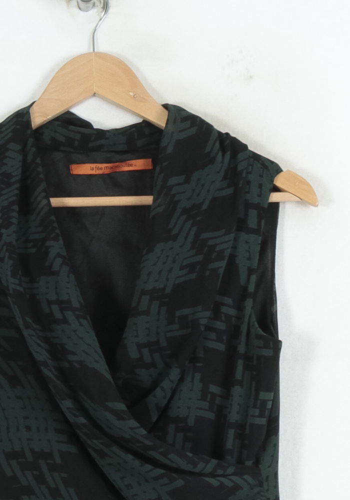 Robe Sans Manches Verte et Noire - Taille S/36 de la marque La Fée Maraboutée | PARAD81064 - Vendu par Paradigme - Image 3