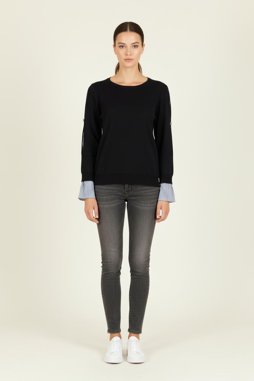 Pull Bleu et Blanc - Taille S/36 de la marque Caroll | PARAD81070 - Vendu par Paradigme - Image 1