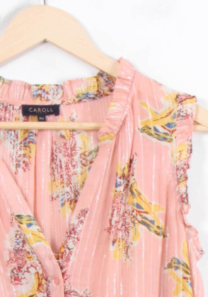 Robe Longue Rose et Jaune - Taille L/40 de la marque Caroll | PARAD81100 - Vendu par Paradigme - Image 3