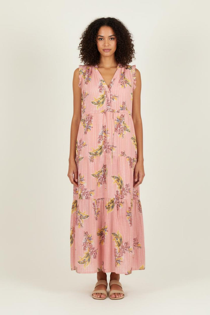 Robe Longue Rose et Jaune - Taille L/40 de la marque Caroll | PARAD81100 - Vendu par Paradigme - Image 1