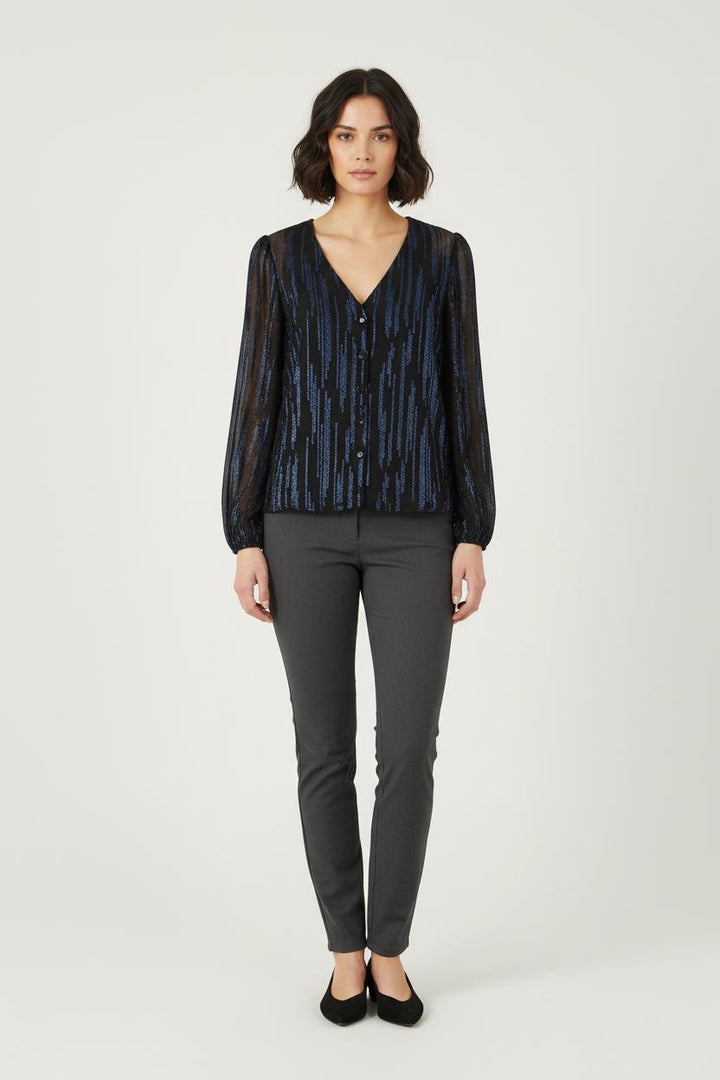 Blouse Noire et Bleue - Taille S/36 de la marque La Fée Maraboutée | PARAD81110 - Vendu par Paradigme - Image 1