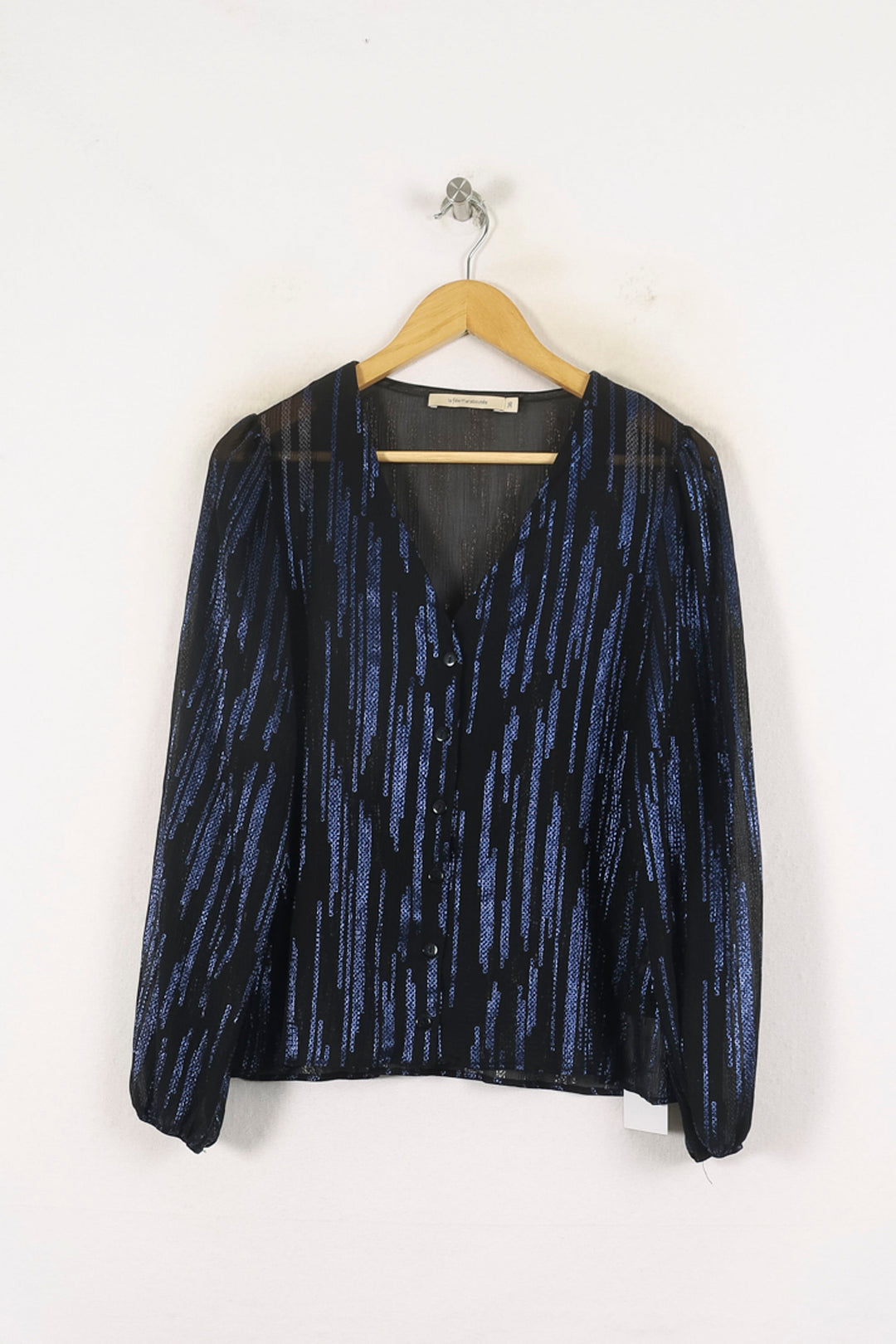 Blouse Noire et Bleue - Taille S/36 de la marque La Fée Maraboutée | PARAD81110 - Vendu par Paradigme - Image 2
