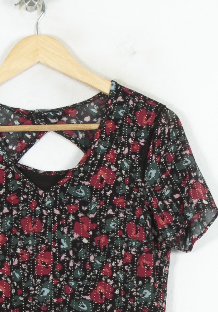 Robe Fleurie Noire et Rouge - Taille XS/34 de la marque One Step | PARAD81118 - Vendu par Paradigme - Image 3