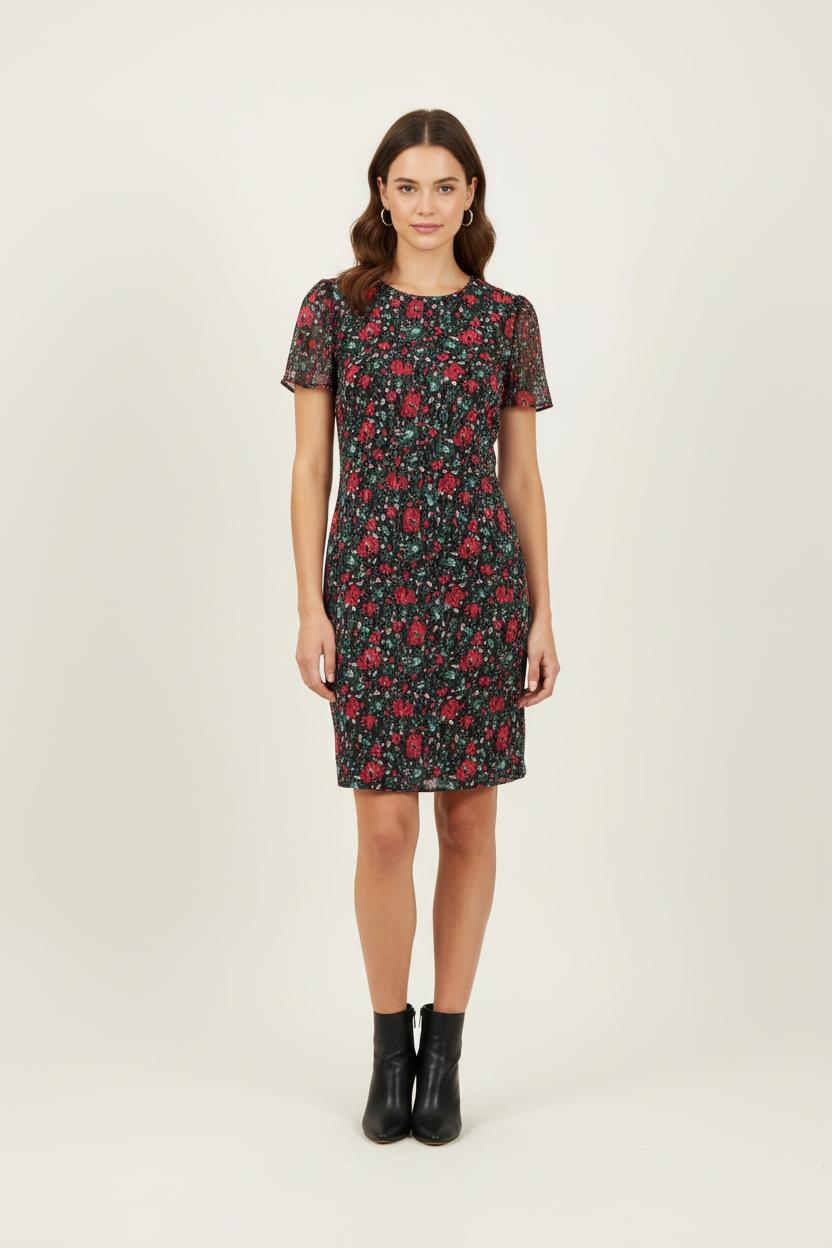 Robe Fleurie Noire et Rouge - Taille XS/34 de la marque One Step | PARAD81118 - Vendu par Paradigme - Image 1
