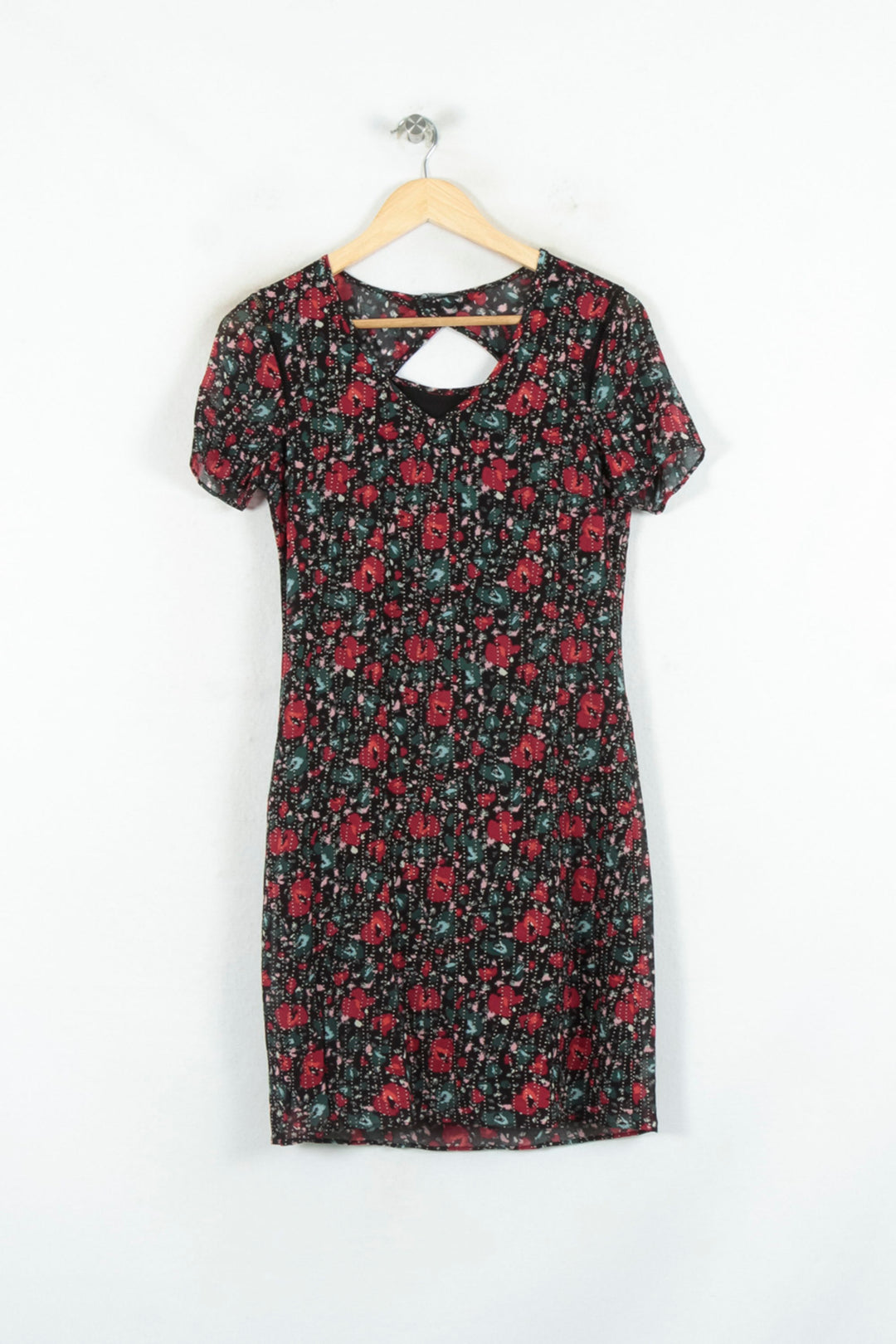 Robe Fleurie Noire et Rouge - Taille XS/34 de la marque One Step | PARAD81118 - Vendu par Paradigme - Image 2