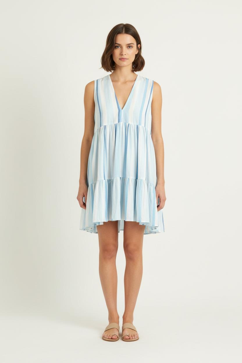 Robe Courte Bleue et Blanche - Taille M/38 de la marque Claudie Pierlot | PARAD81143 - Vendu par Paradigme - Image 1