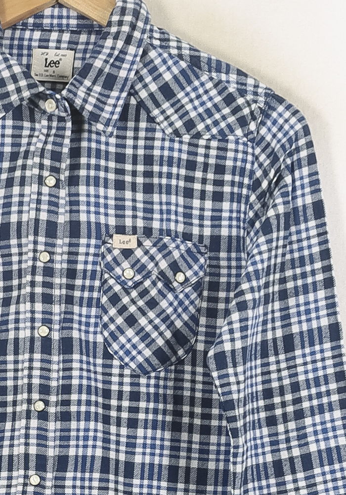 Chemise à Carreaux Bleue et Blanche - Taille S/36 de la marque Lee | PARAD81154 - Vendu par Paradigme - Image 3
