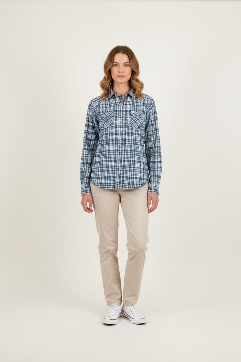 Chemise à Carreaux Bleue et Blanche - Taille S/36 de la marque Lee | PARAD81154 - Vendu par Paradigme - Image 1