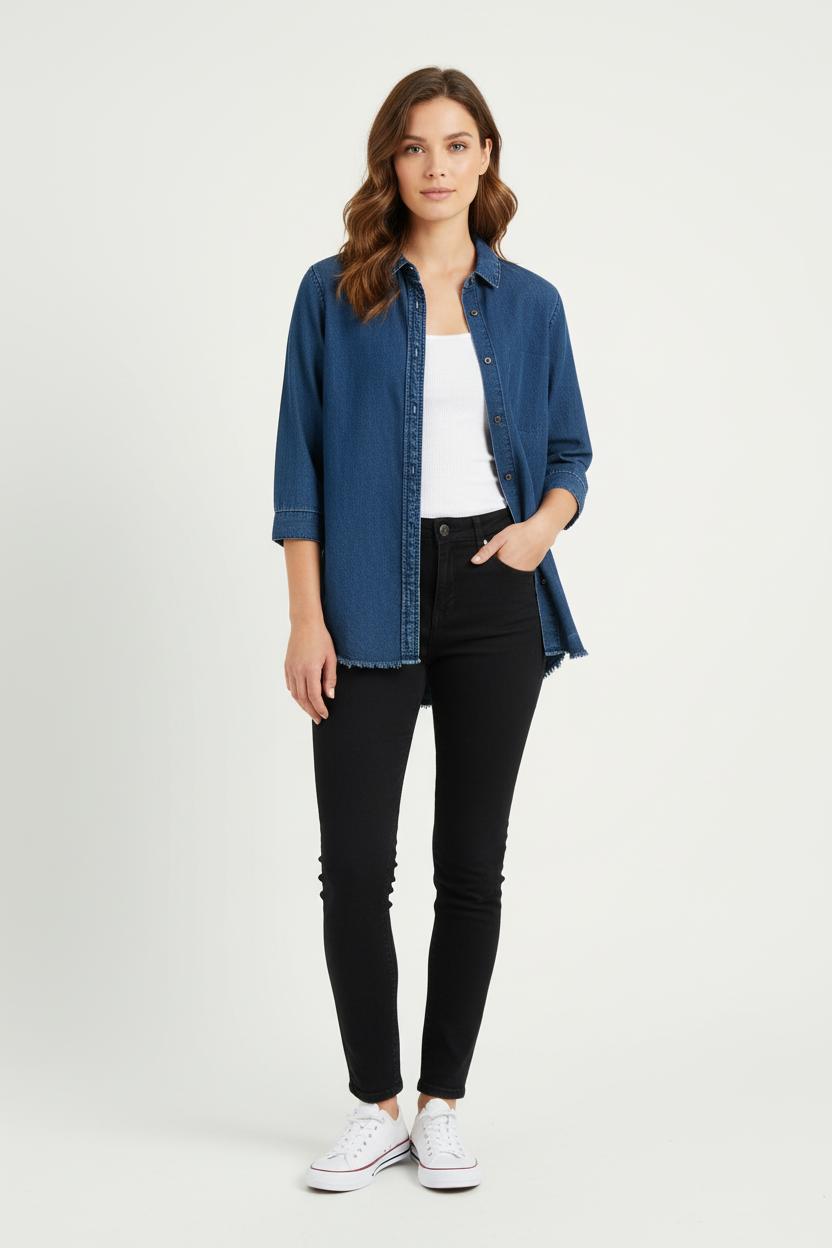 Chemise en Jean Bleue - Taille XS/34 de la marque IKKS | PARAD81168 - Vendu par Paradigme - Image 1