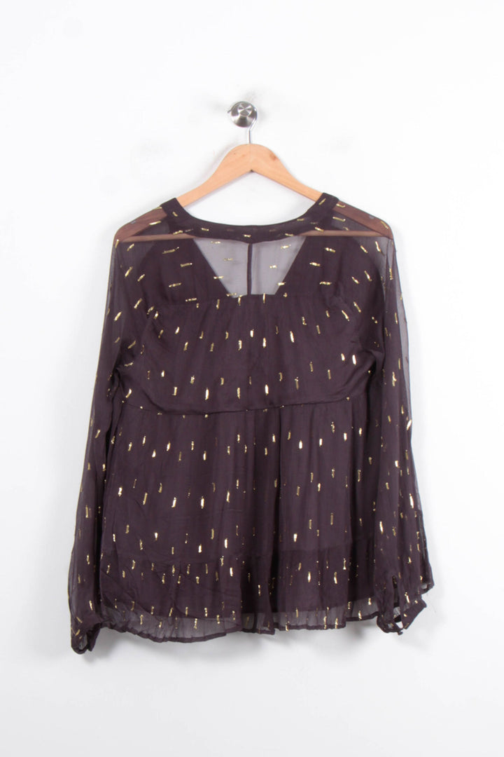 Blouse Noire et Dorée - Taille S/36 de la marque Sézane | PARAD81170 - Vendu par Paradigme - Image 4