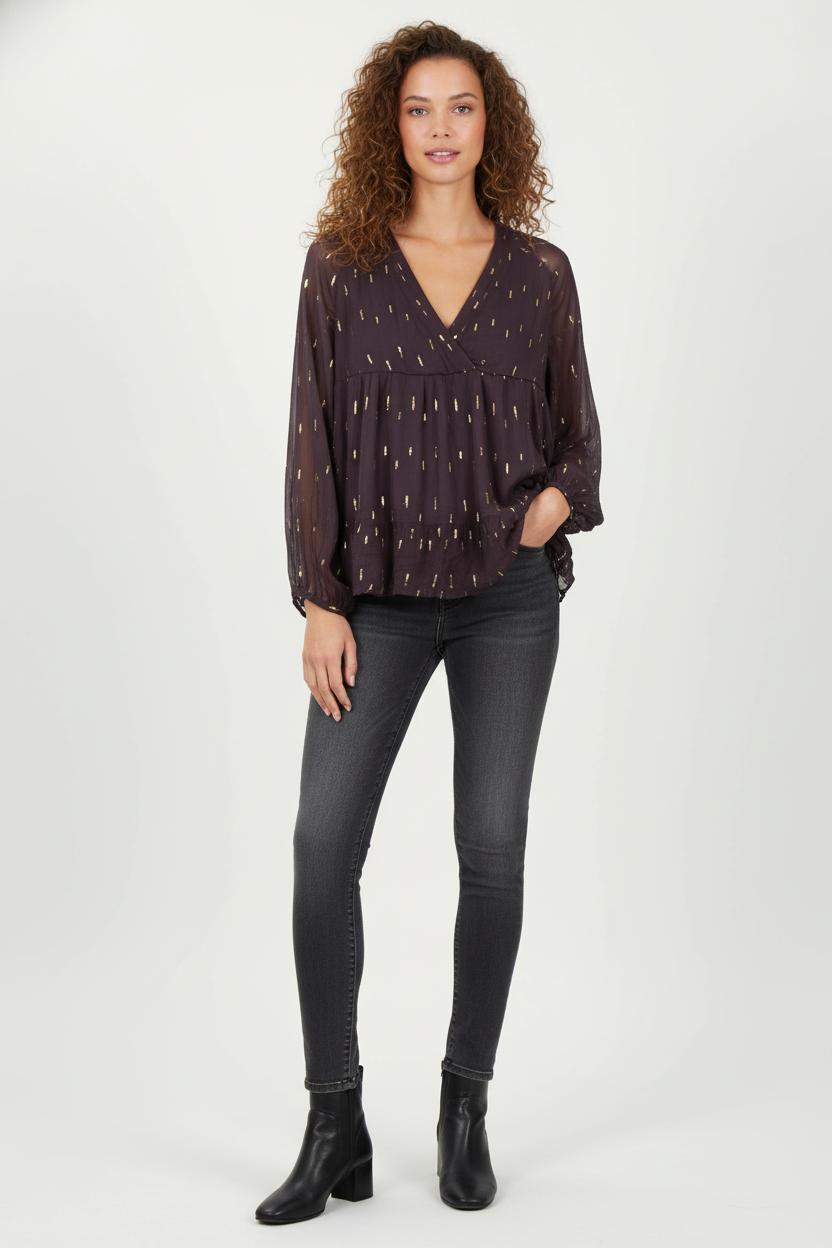 Blouse Noire et Dorée - Taille S/36 de la marque Sézane | PARAD81170 - Vendu par Paradigme - Image 1